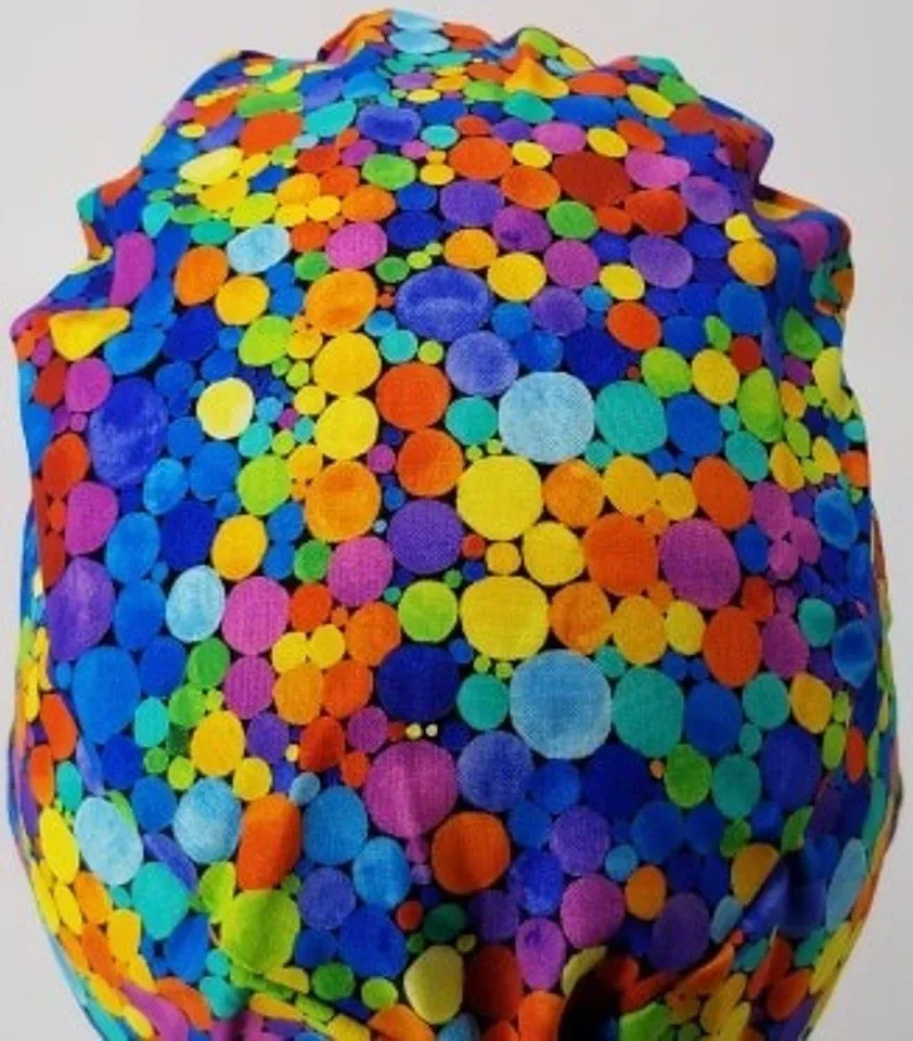Scrub Cap Medical Surgeon Head Cover Surgical Hat Nurse Nursing Operating Room, Polka Dots Cirlces