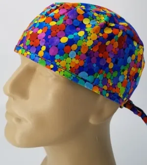 Scrub Cap Medical Surgeon Head Cover Surgical Hat Nurse Nursing Operating Room, Polka Dots Cirlces