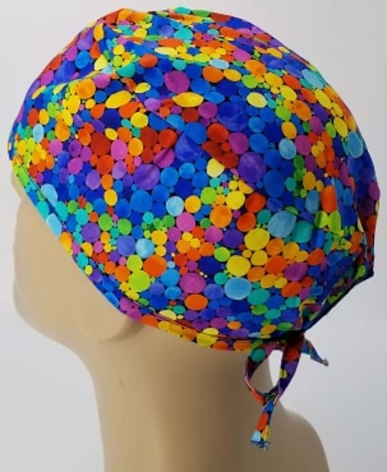 Scrub Cap Medical Surgeon Head Cover Surgical Hat Nurse Nursing Operating Room, Polka Dots Cirlces