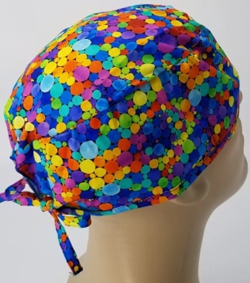 Scrub Cap Medical Surgeon Head Cover Surgical Hat Nurse Nursing Operating Room, Polka Dots Cirlces