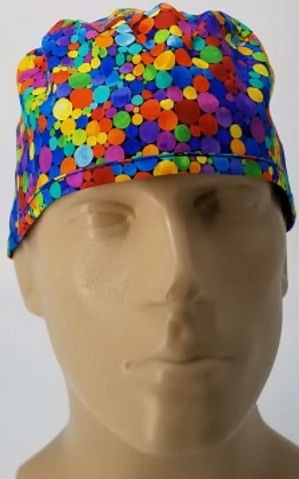 Scrub Cap Medical Surgeon Head Cover Surgical Hat Nurse Nursing Operating Room, Polka Dots Cirlces