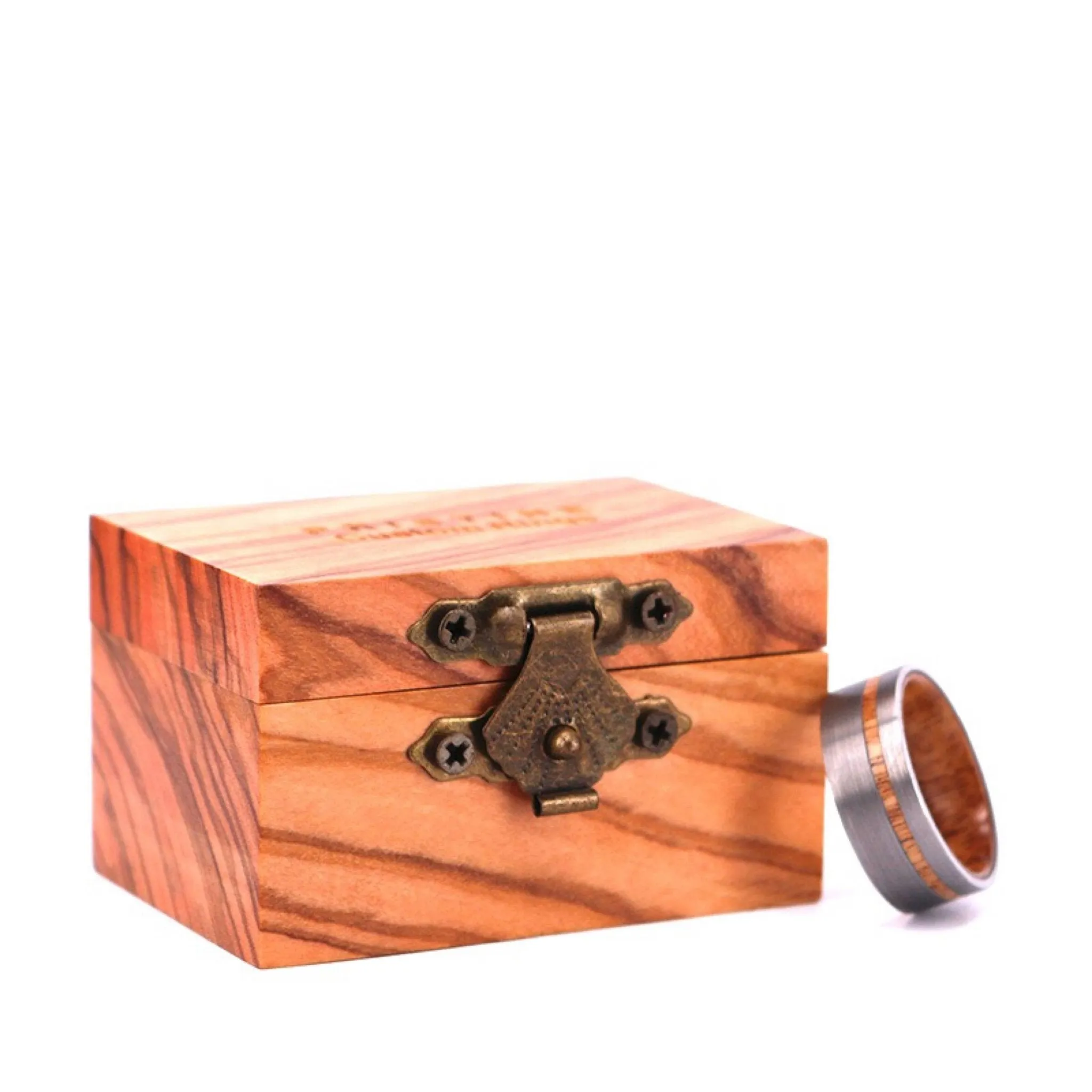 Silver Tungsten Ring - Exotic Koa Wood