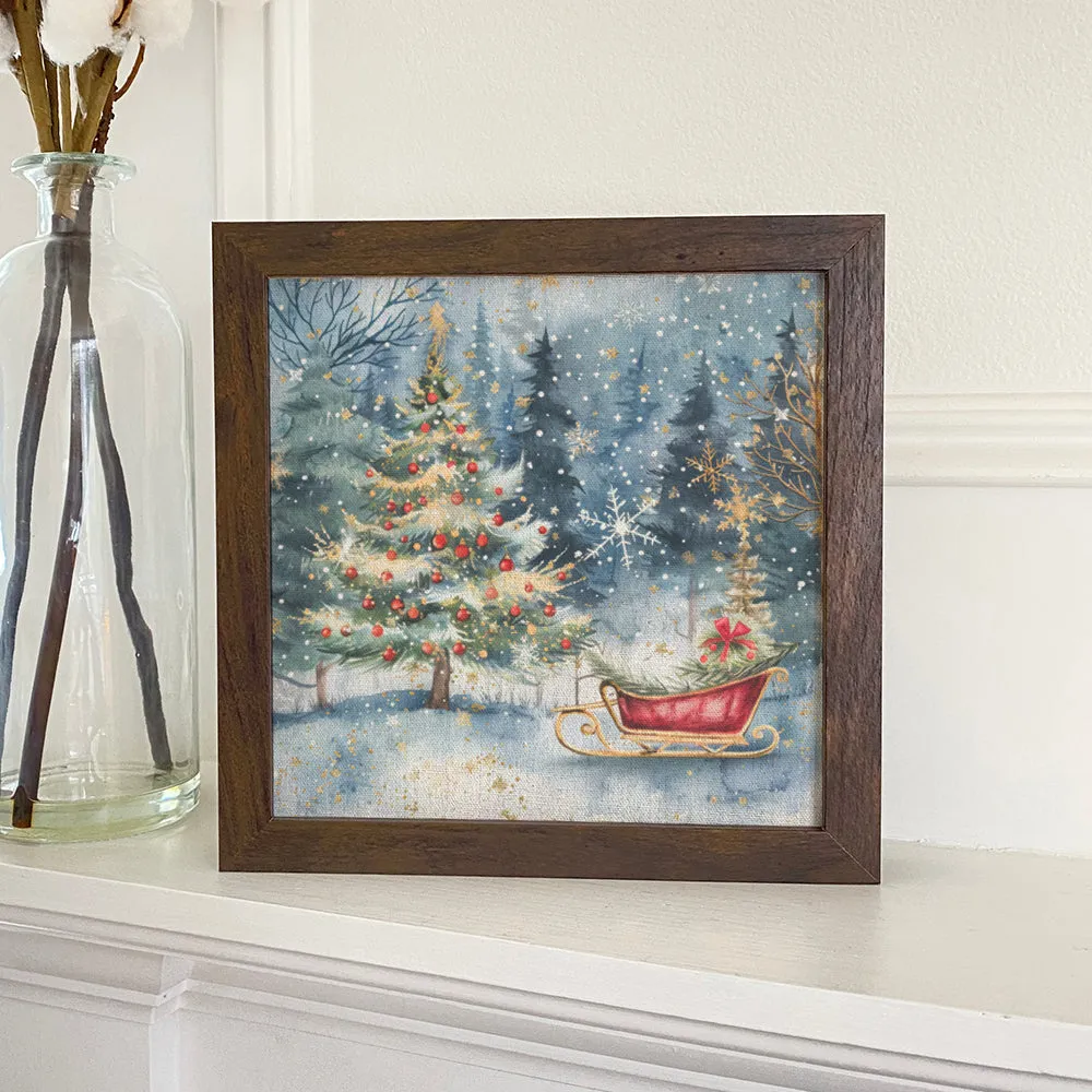 Sleigh and Christmas Tree - Framed Print