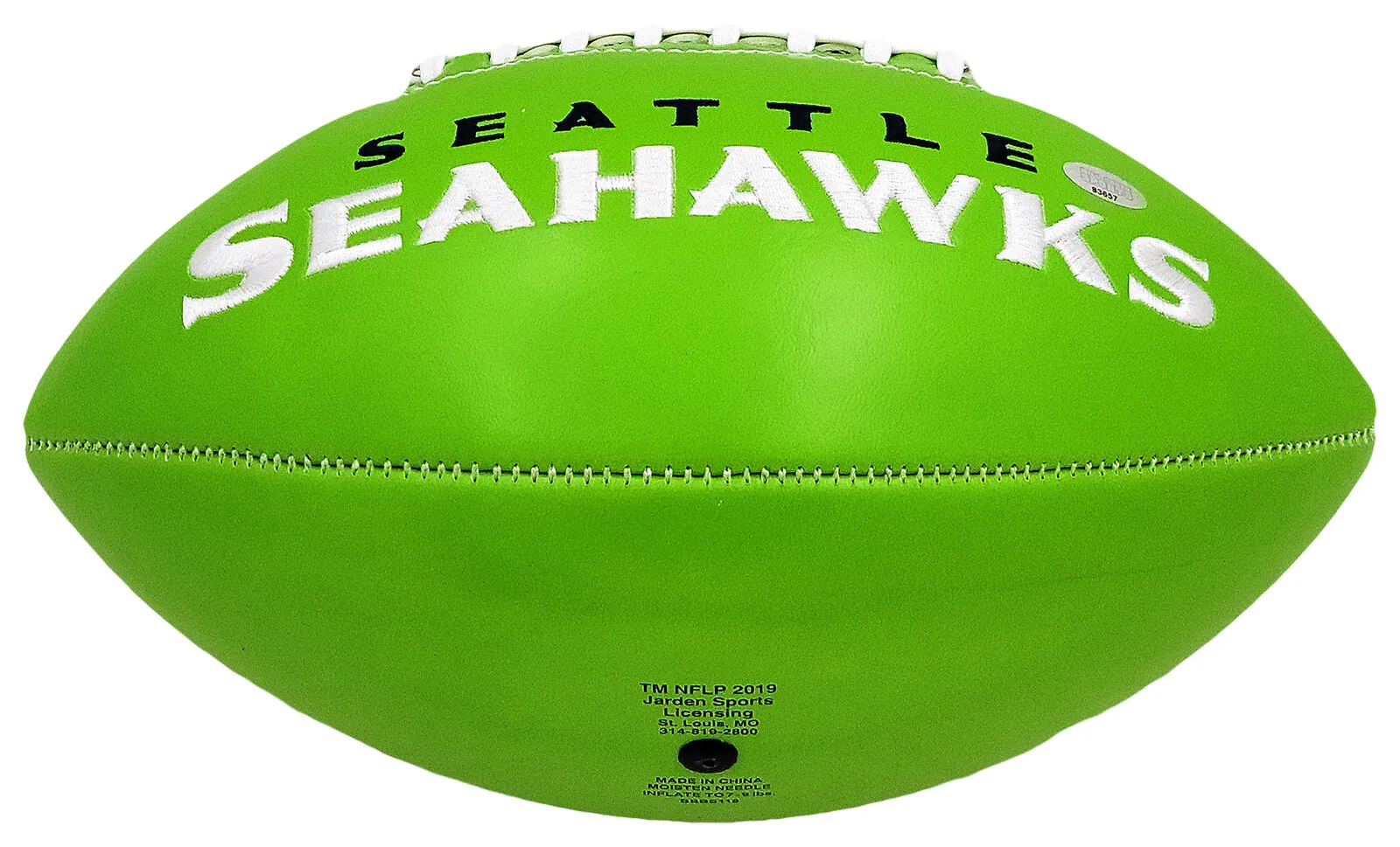 STEVE LARGENT & JIM ZORN AUTOGRAPHED SEAHAWKS GREEN LOGO FOOTBALL MCS 210467