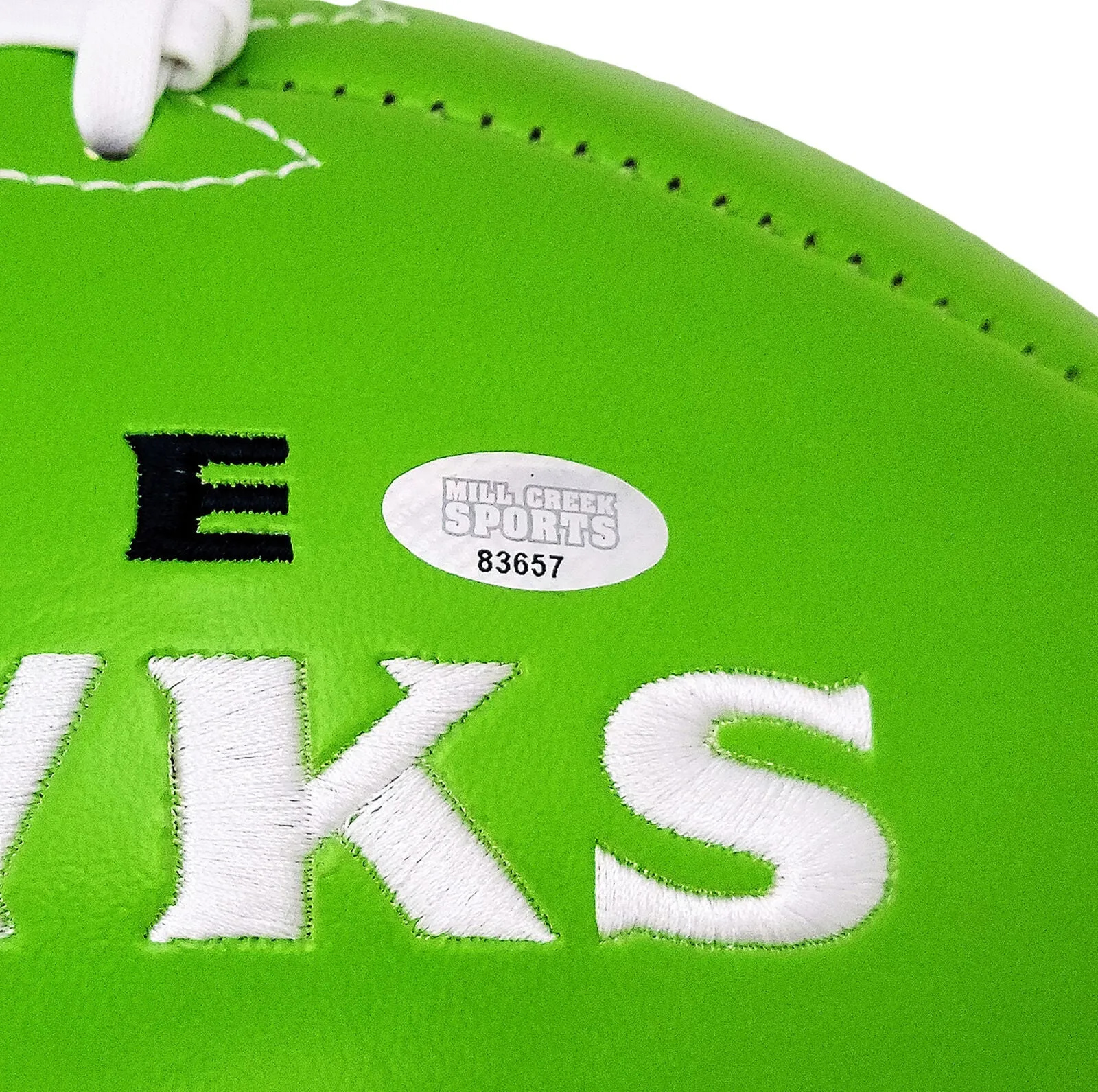 STEVE LARGENT & JIM ZORN AUTOGRAPHED SEAHAWKS GREEN LOGO FOOTBALL MCS 210467