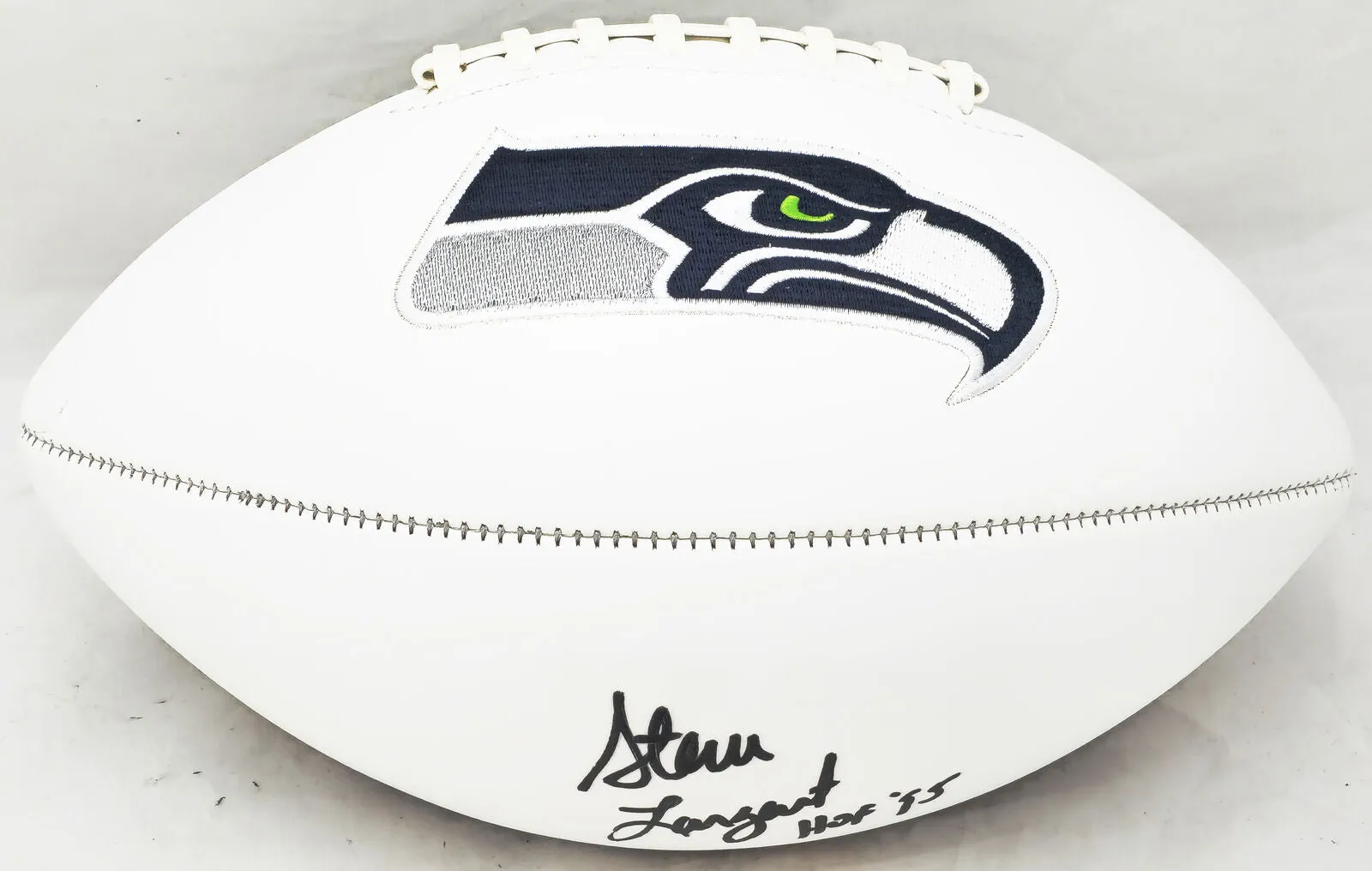 Steve Largent Autographed Seahawks White Logo Football "HOF 95" MCS Holo #82182