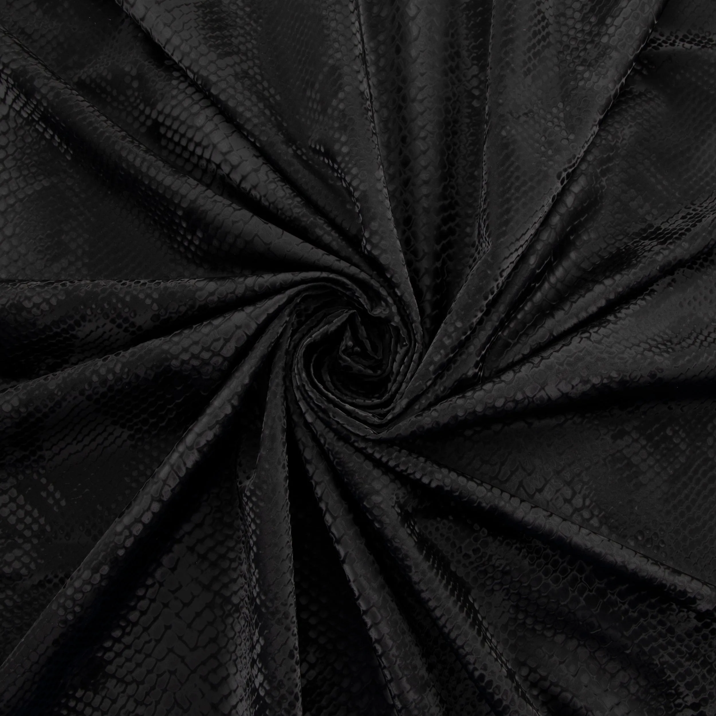 Stretch Fabric, Shiny Snake Print, Black