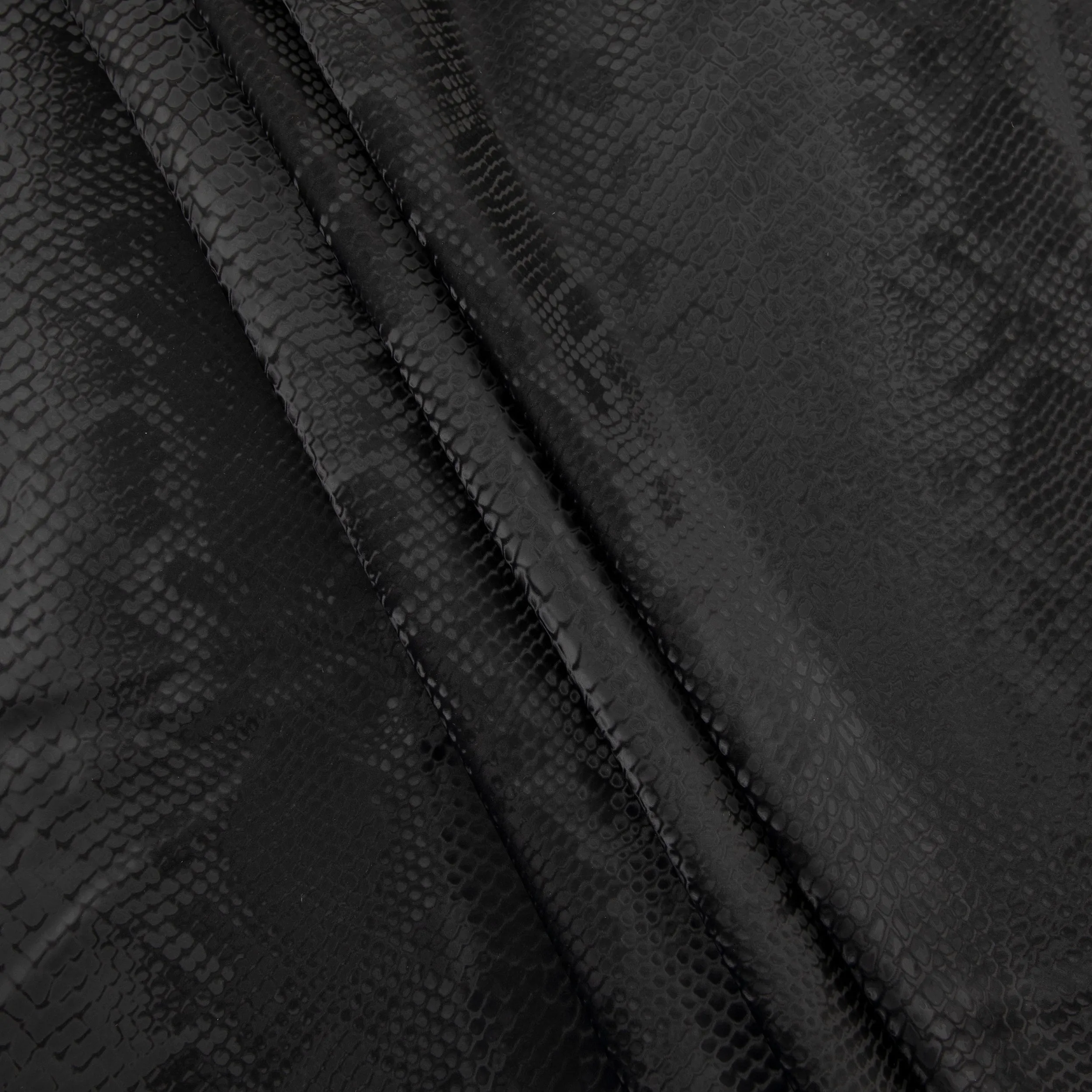 Stretch Fabric, Shiny Snake Print, Black