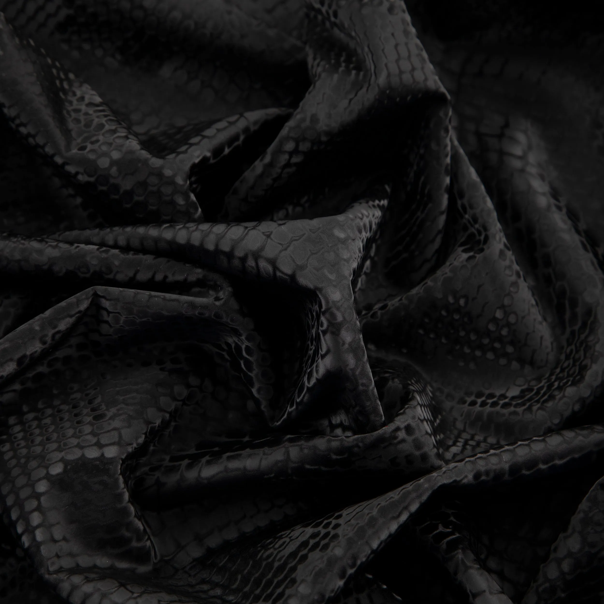 Stretch Fabric, Shiny Snake Print, Black