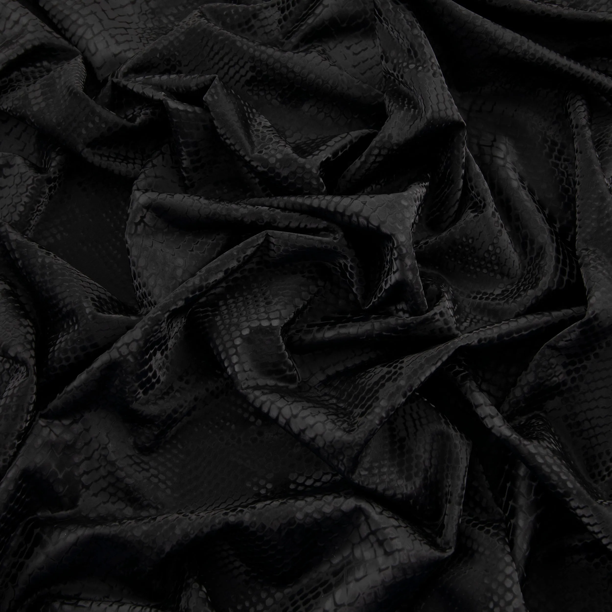 Stretch Fabric, Shiny Snake Print, Black