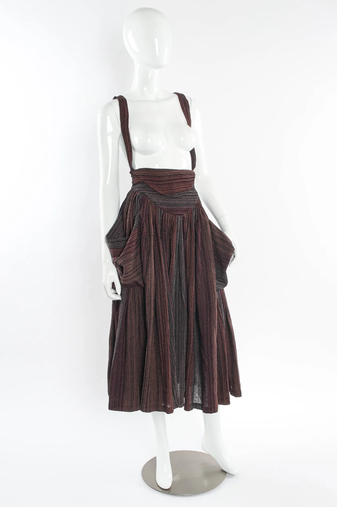 Stripe Wrap Top & Suspender Skirt Set