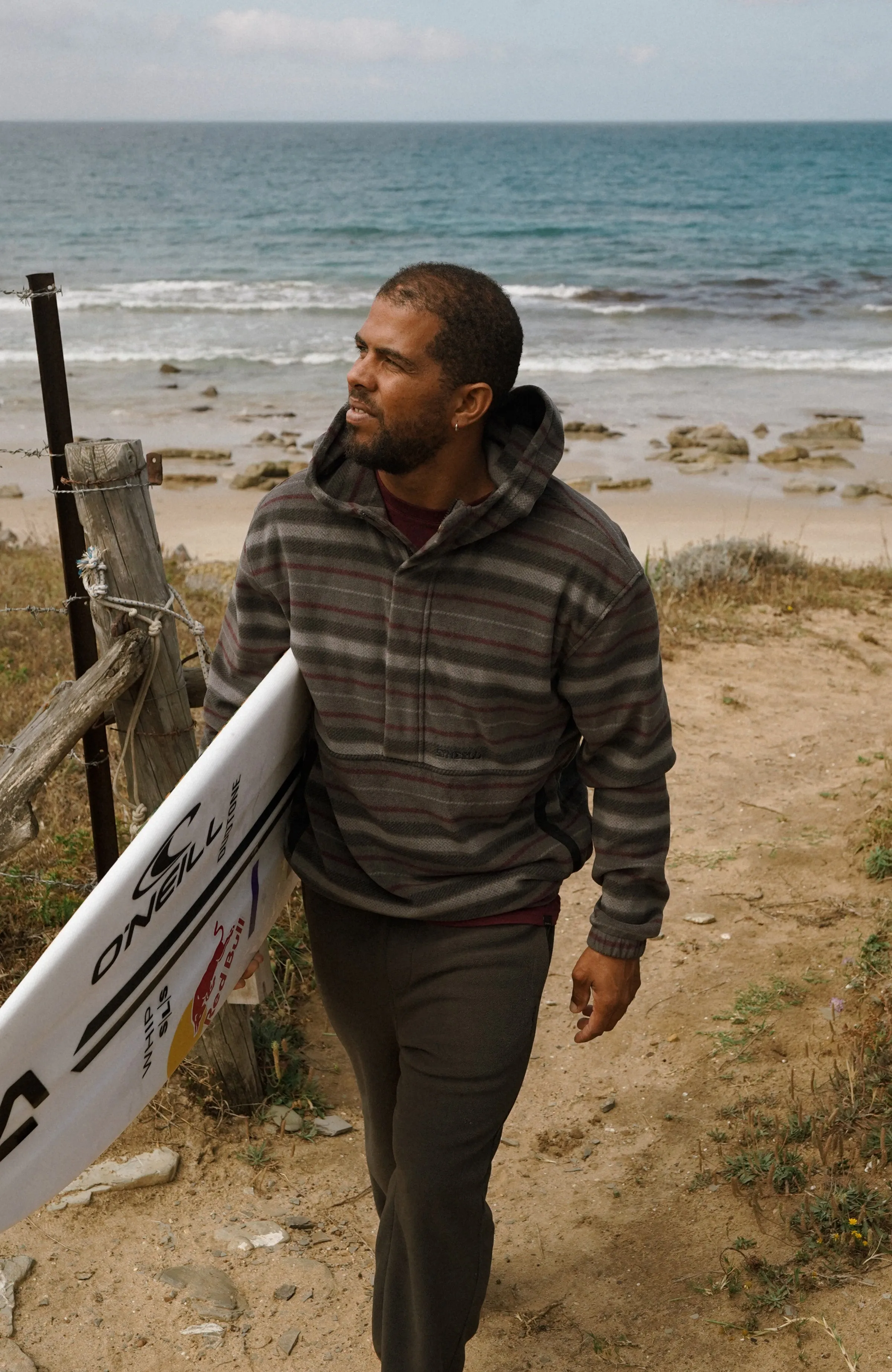 Superfleece Half Zip Hoodie | Grey Crossover Stripe