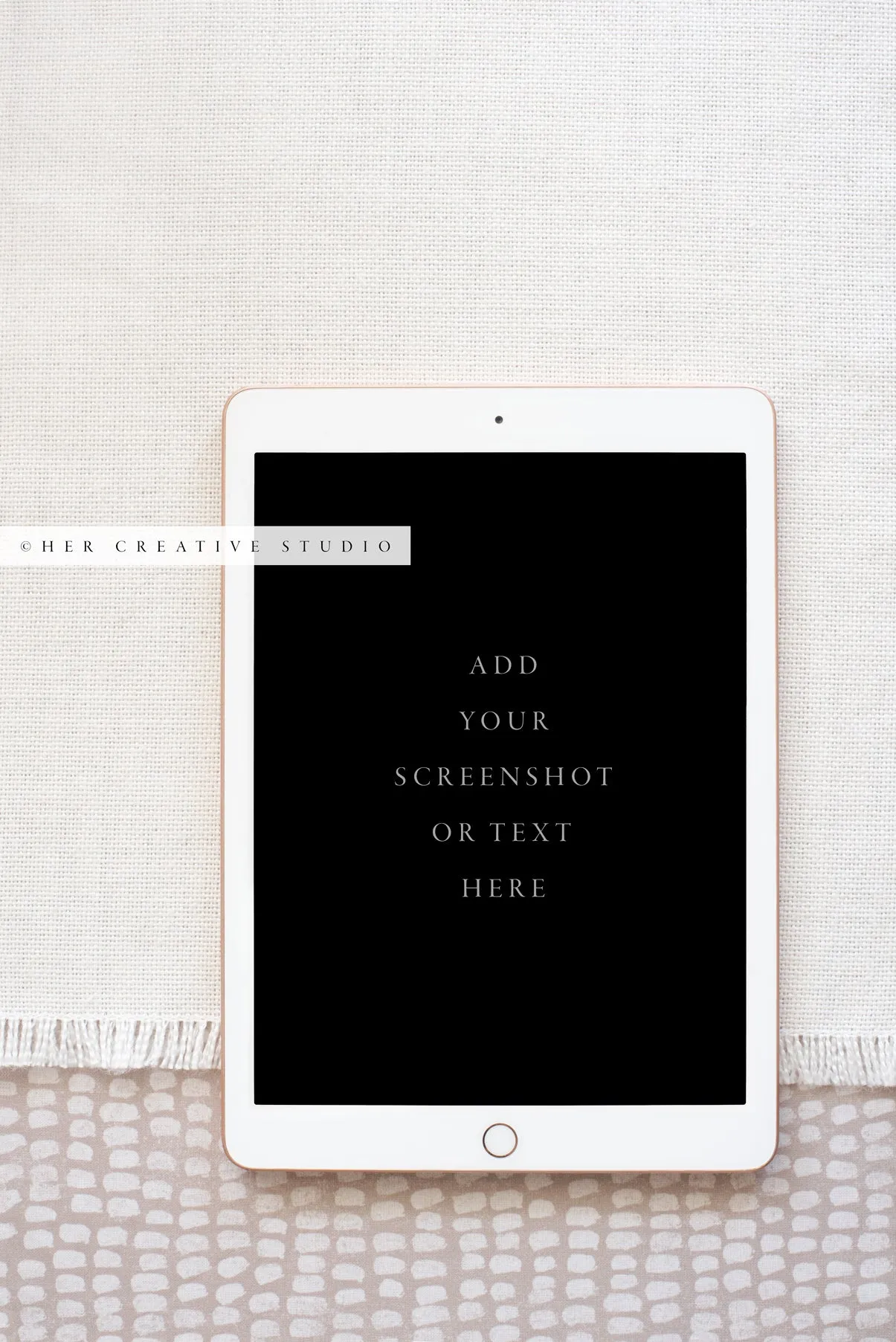 Tablet on Patterned Background, Stock Image.