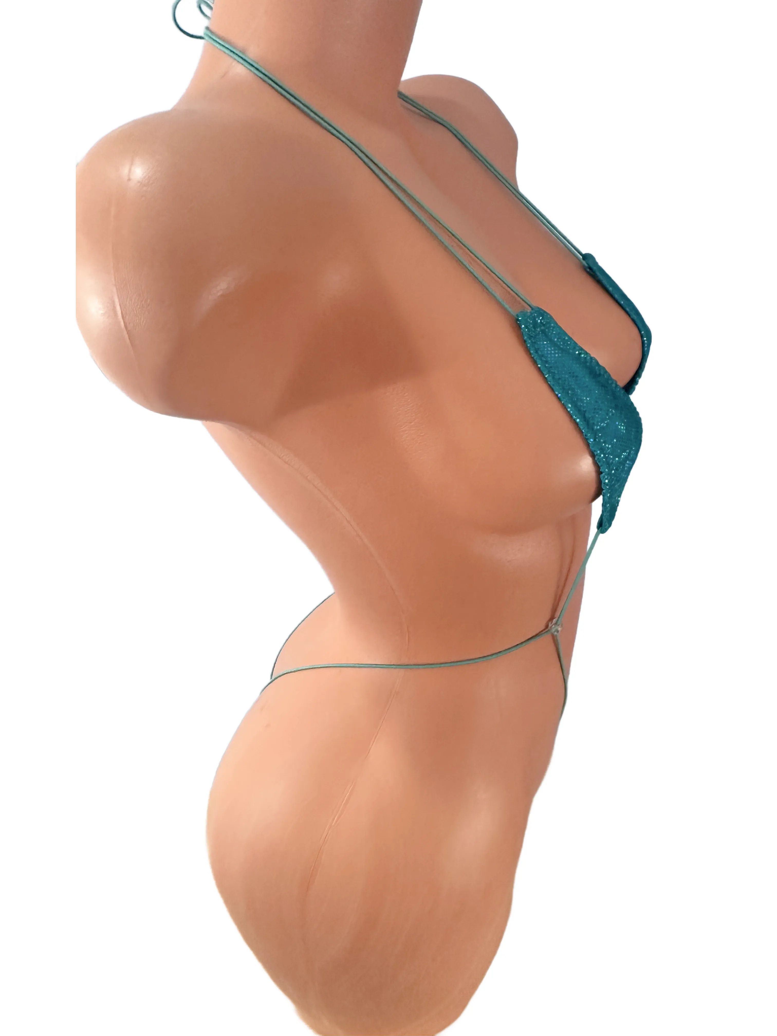 Teal on Green Holographic slingshot bikini