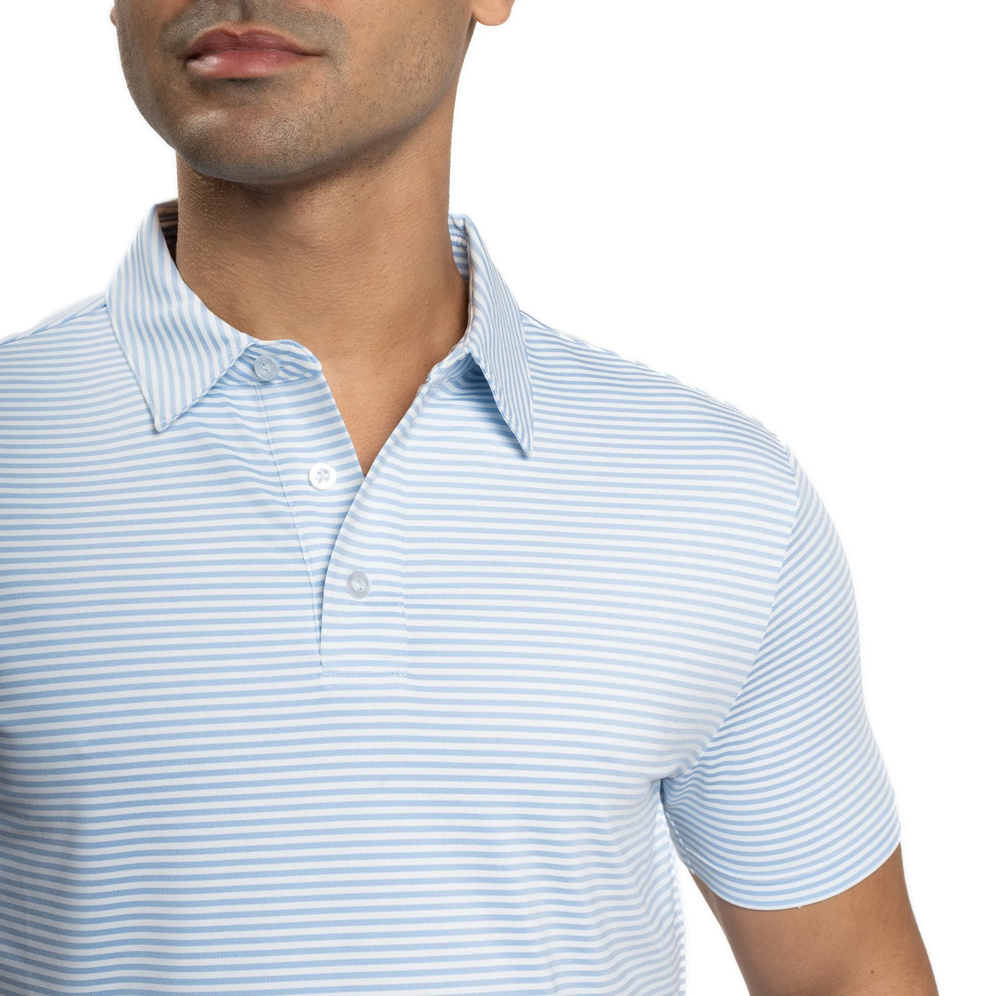 Tech Polos - Blue Stripe