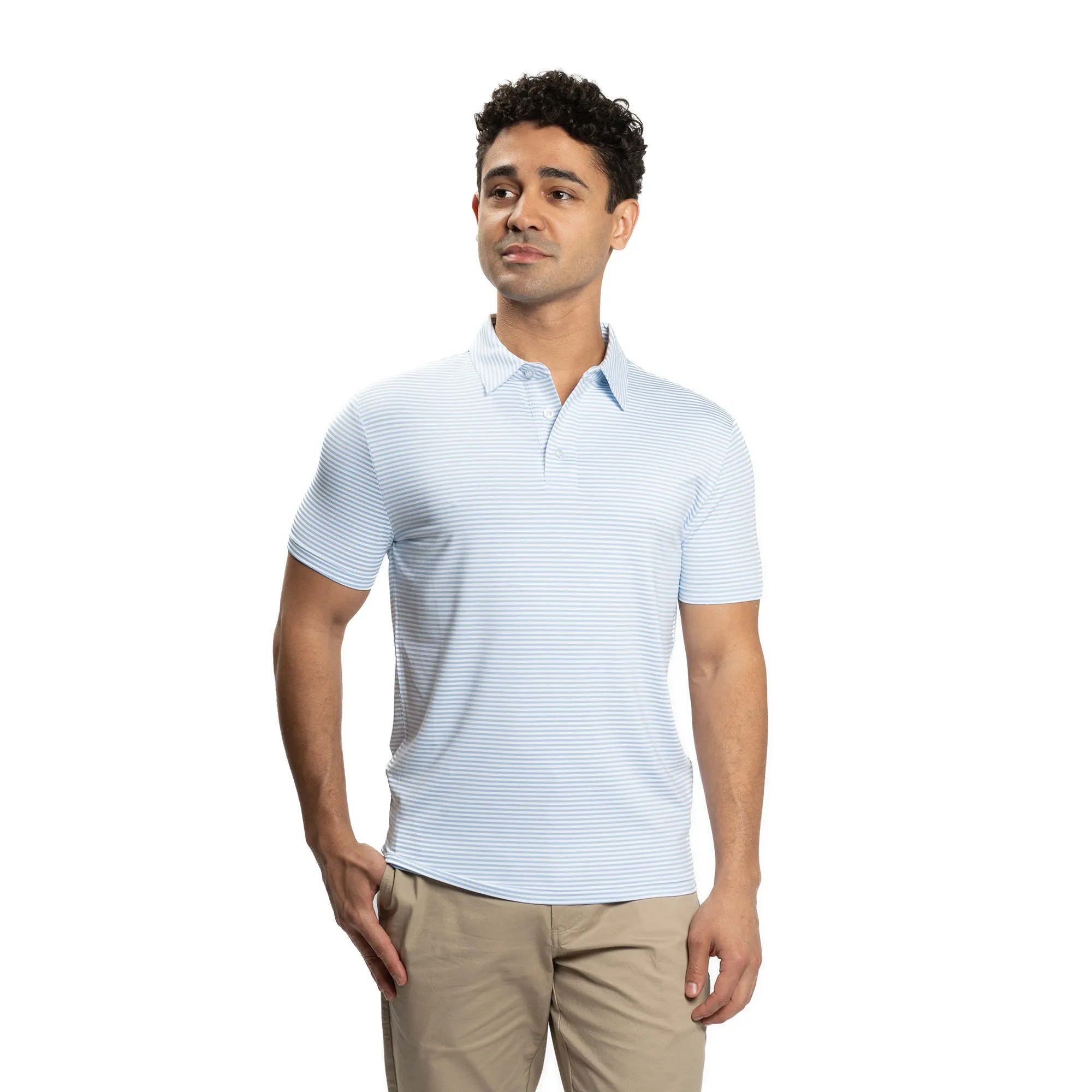 Tech Polos - Blue Stripe