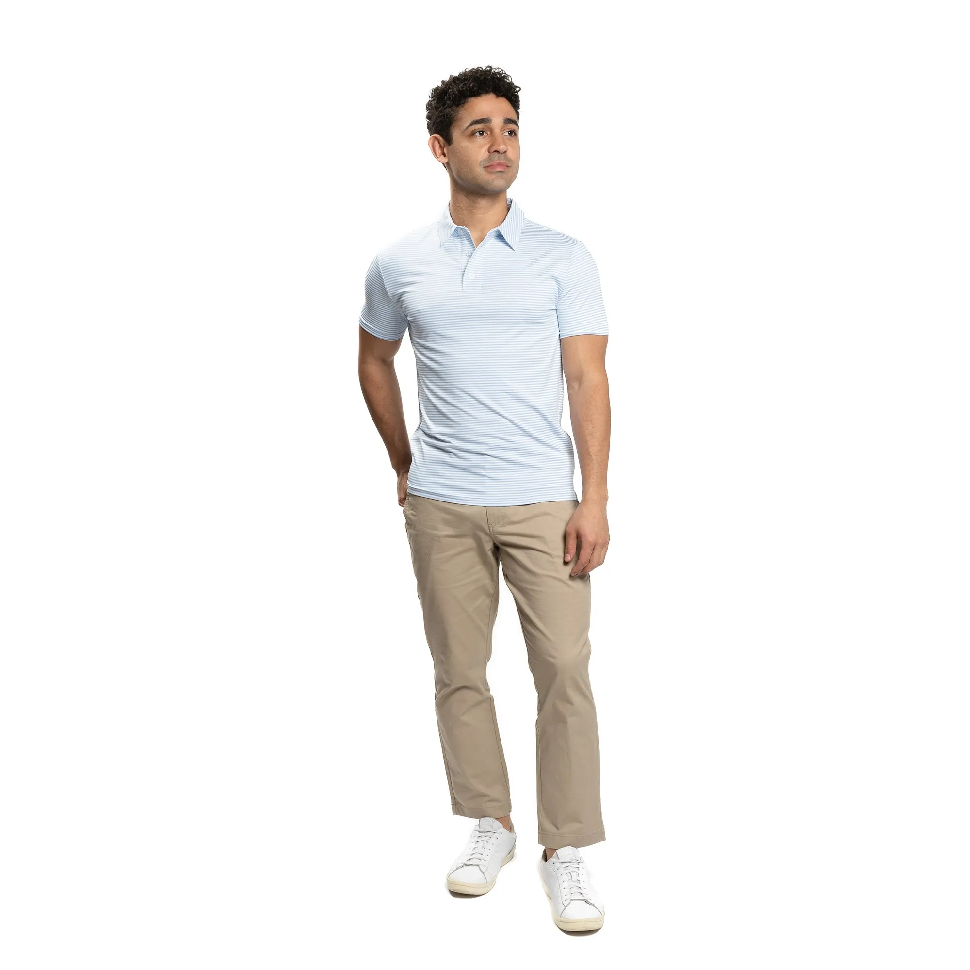 Tech Polos - Blue Stripe