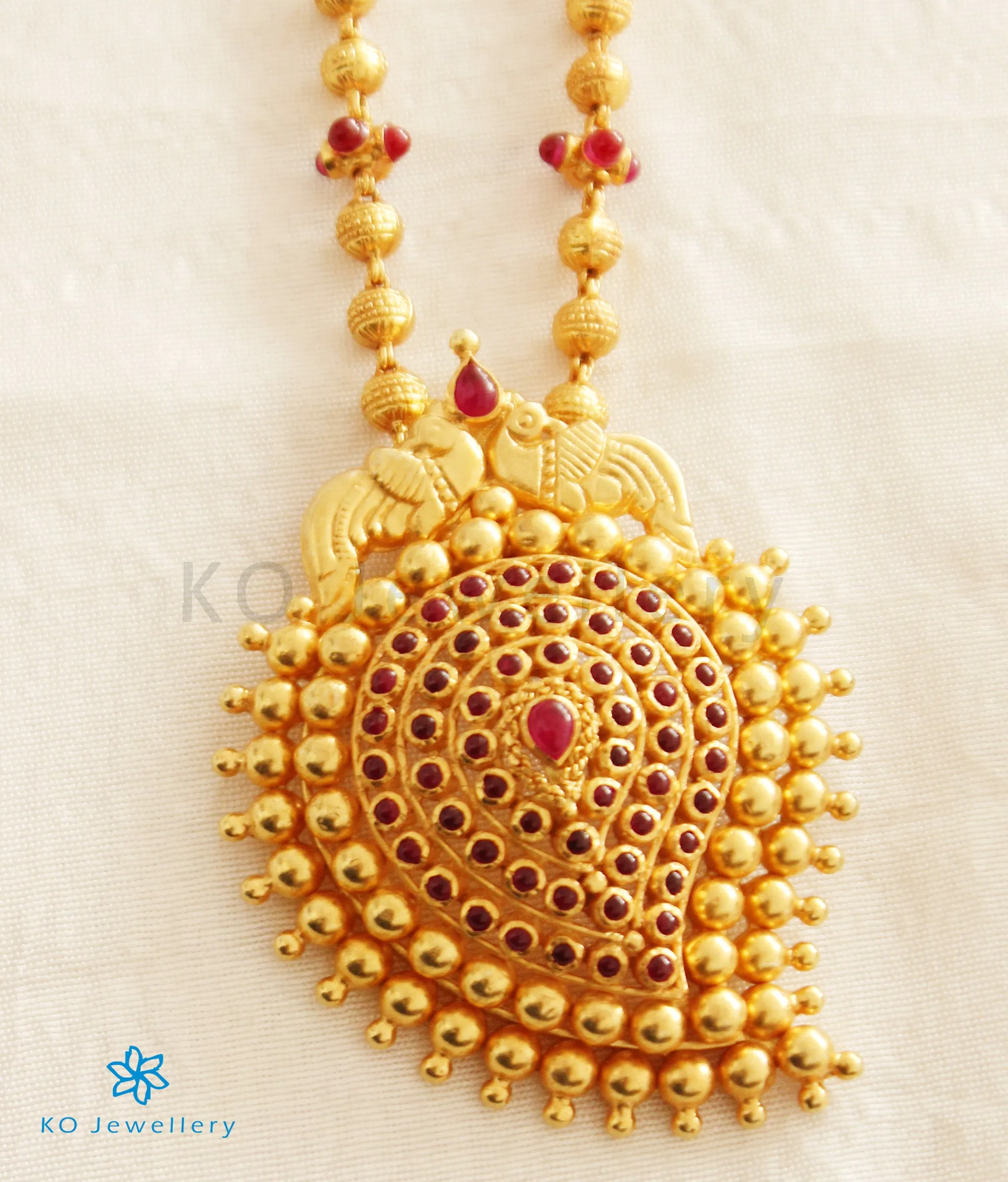 The Prashanti Mohanmala Silver Necklace (Red)