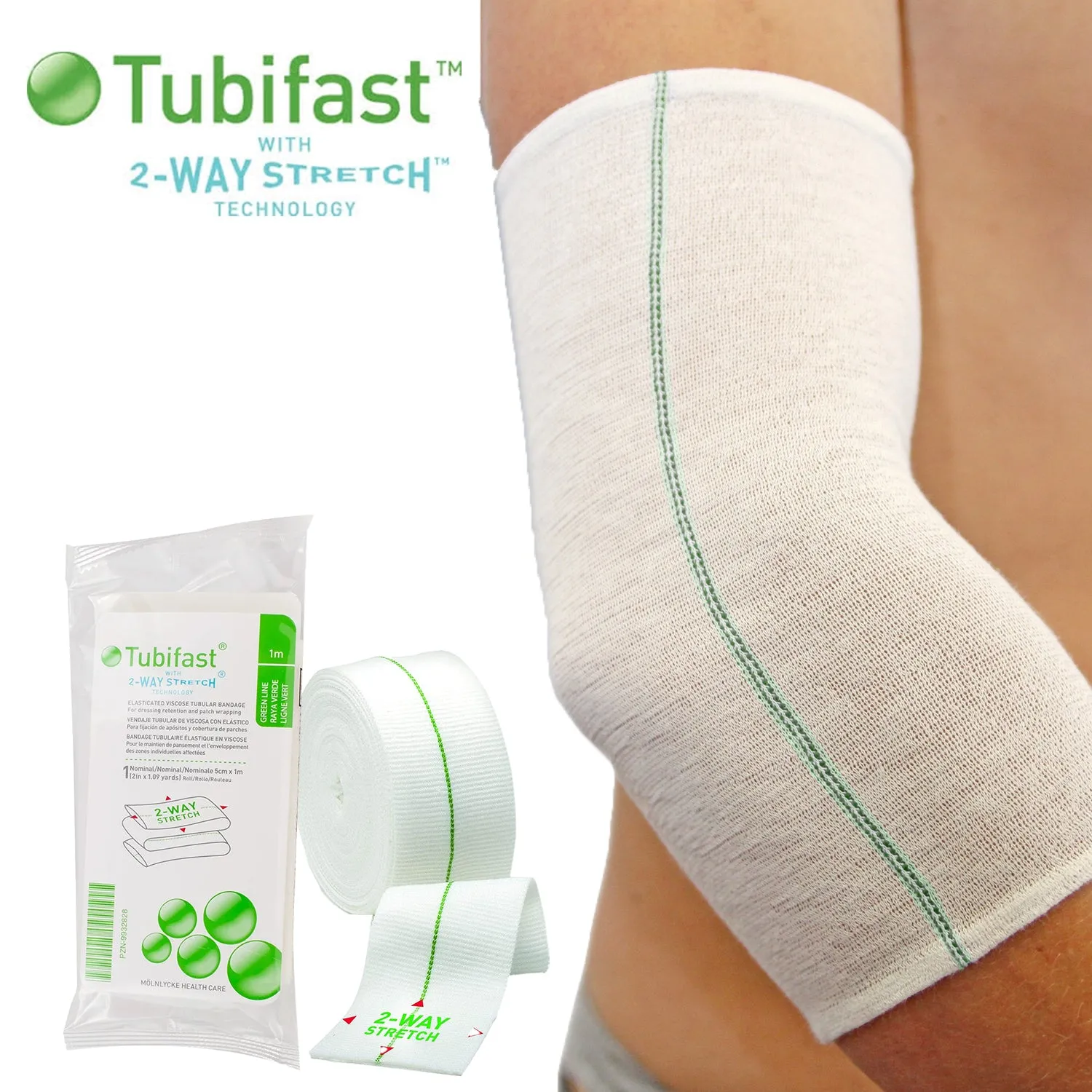 Tubifast with 2 Way Stretch | Green Line | 5cm x 1m
