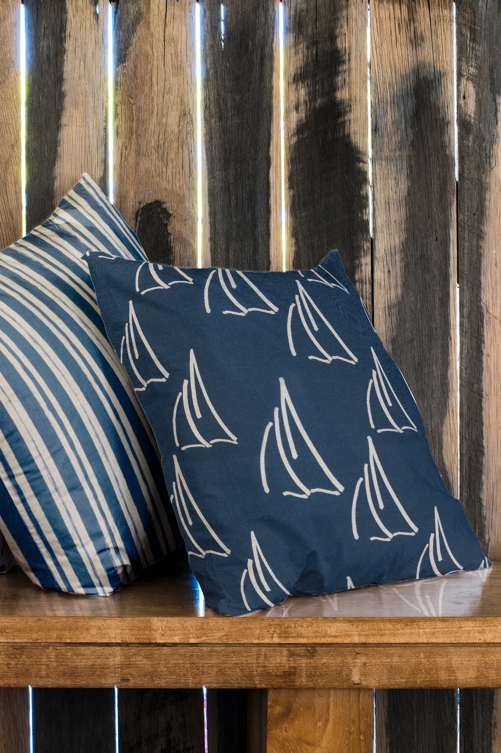 Under Sail Nautical Pillow - Navy