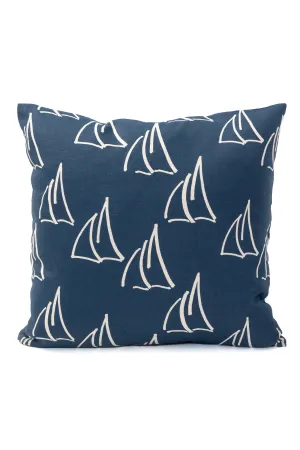 Under Sail Nautical Pillow - Navy