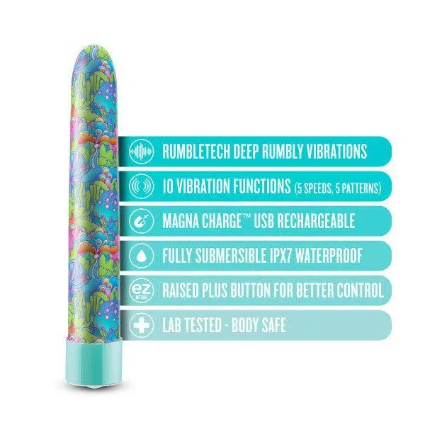 Utopia Powerful Extra Long Mushroom Patterned Rechargeable Vibrator