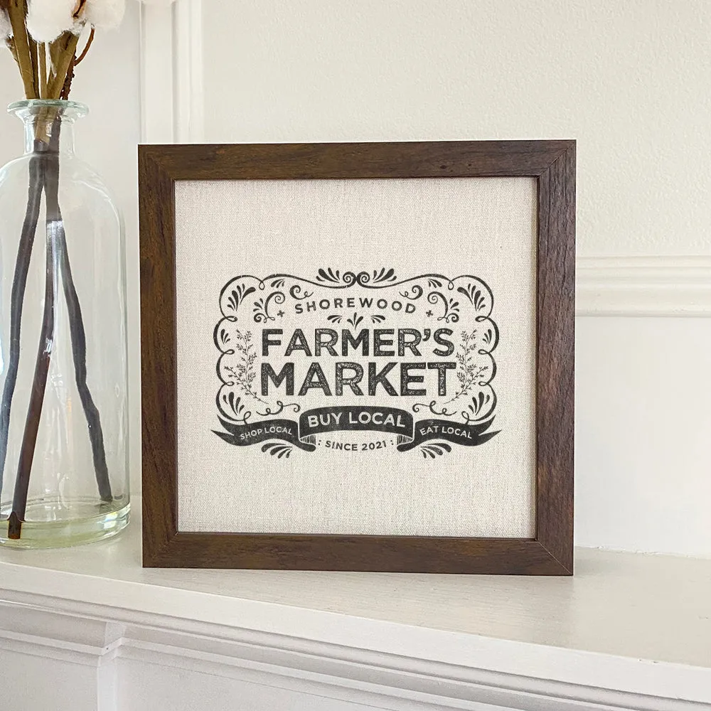 Vintage Farmers Market w/ City Estd - Framed Sign
