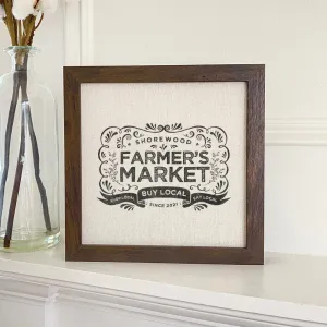 Vintage Farmers Market w/ City Estd - Framed Sign