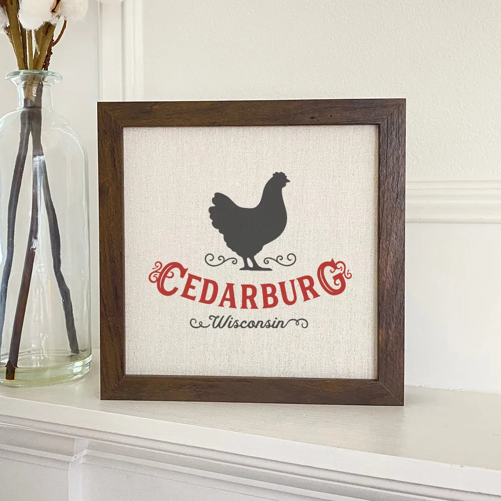 Vintage Icon (Chicken) City/State - Framed Sign