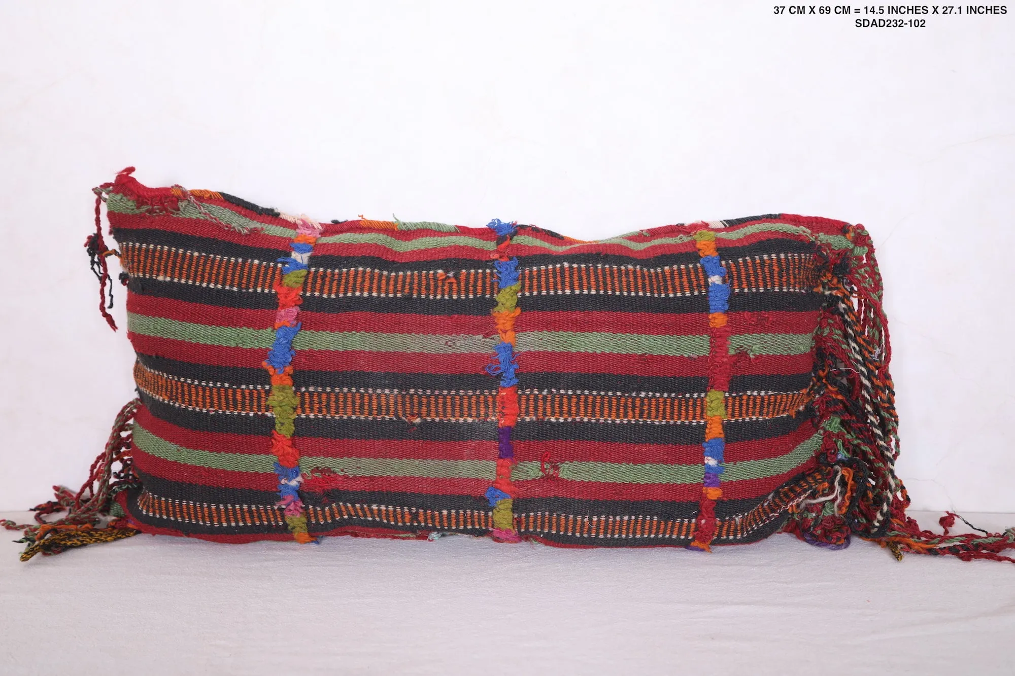 Vintage Moroccan Kilim Pillow 14.5 INCHES X 27.1 INCHES