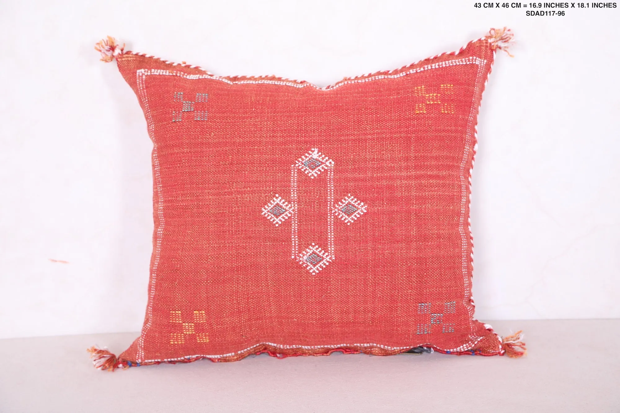 Vintage Moroccan Kilim Pillow 16.9 INCHES X 18.1 INCHES