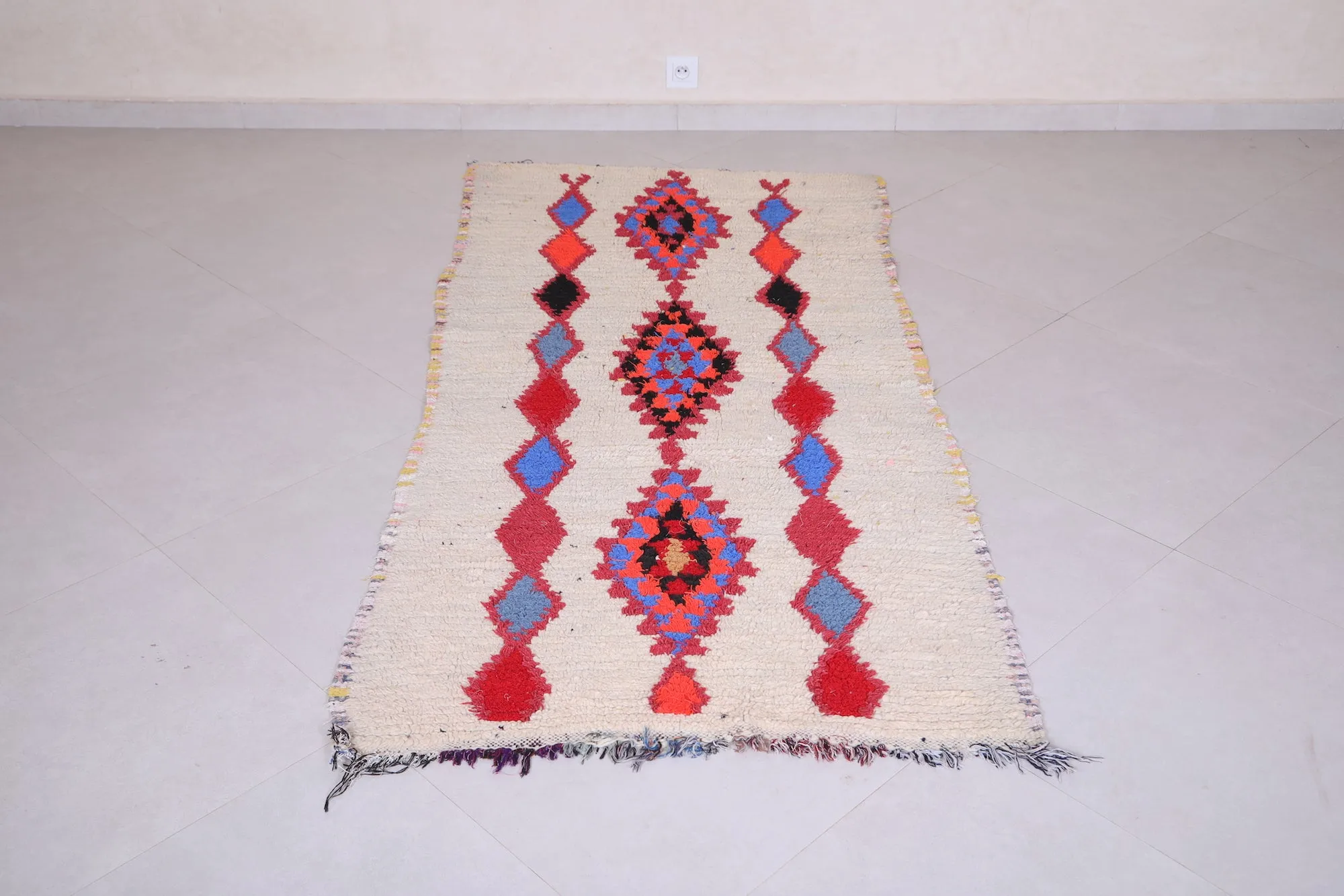 Vintage Moroccan Rug Shag 3.2 X 6.8 Feet