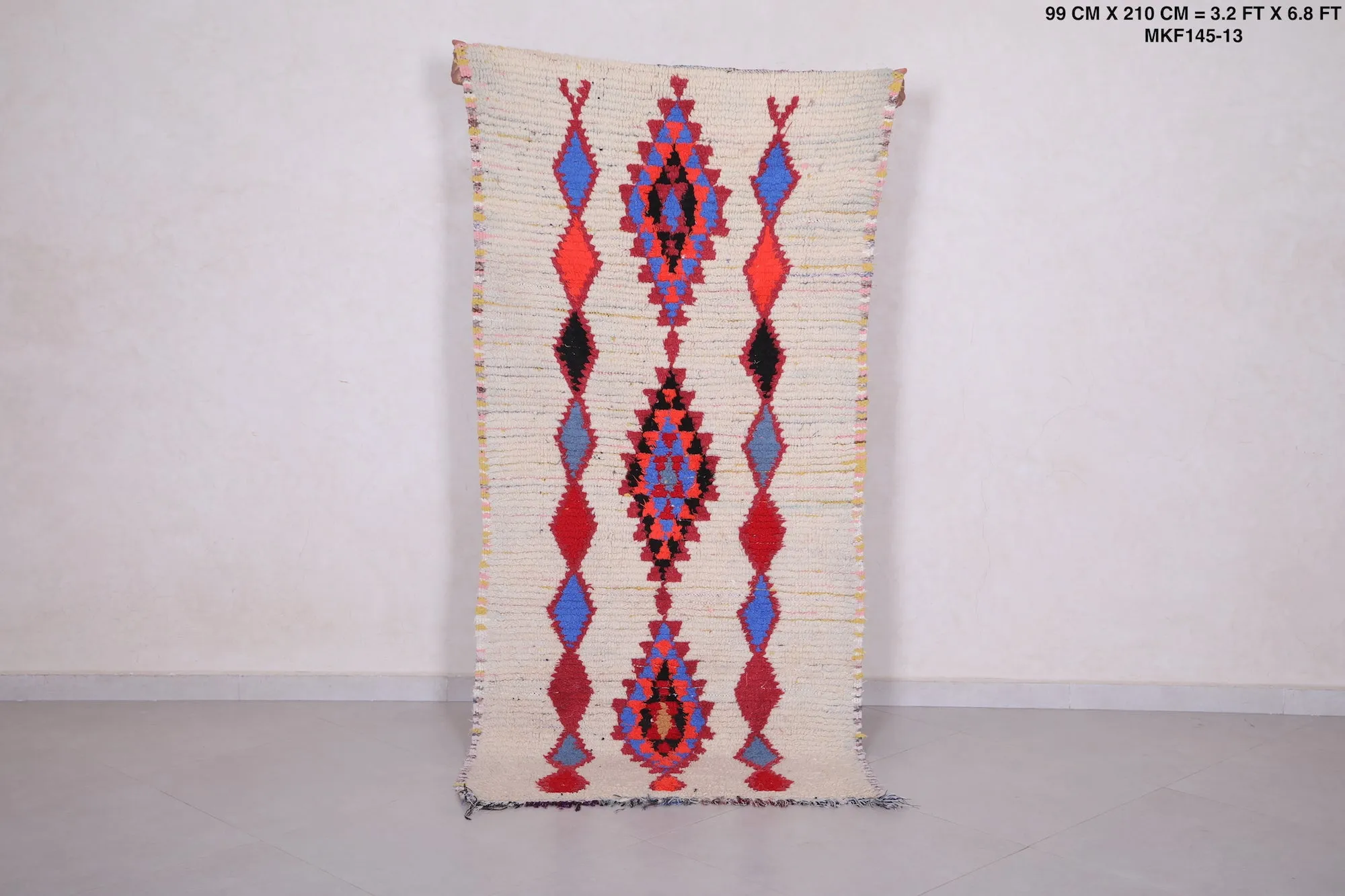 Vintage Moroccan Rug Shag 3.2 X 6.8 Feet