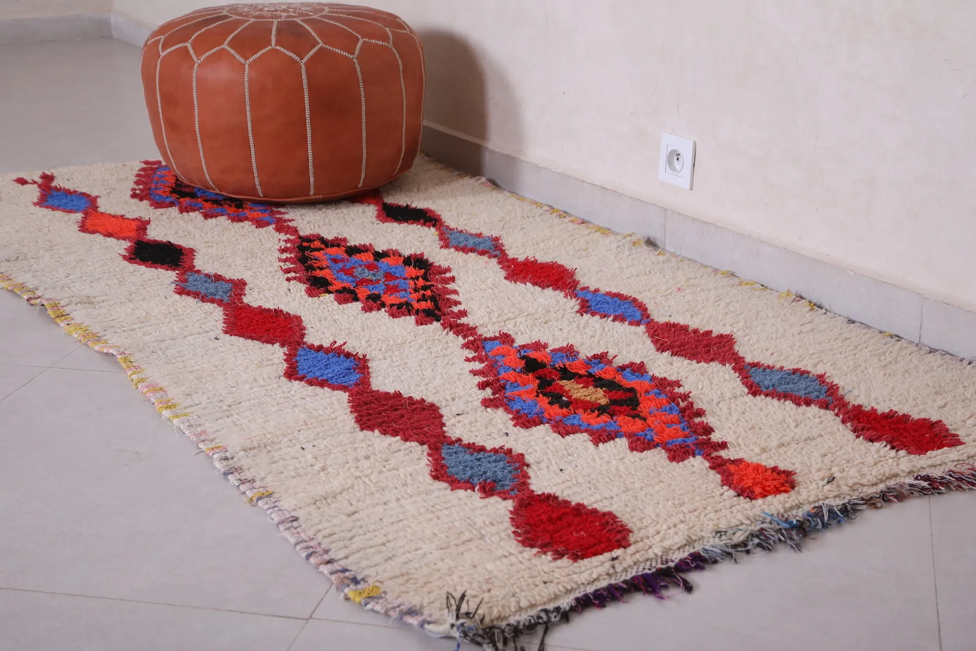 Vintage Moroccan Rug Shag 3.2 X 6.8 Feet