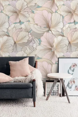 Vintage Oversized Exotic Floral Wallpaper