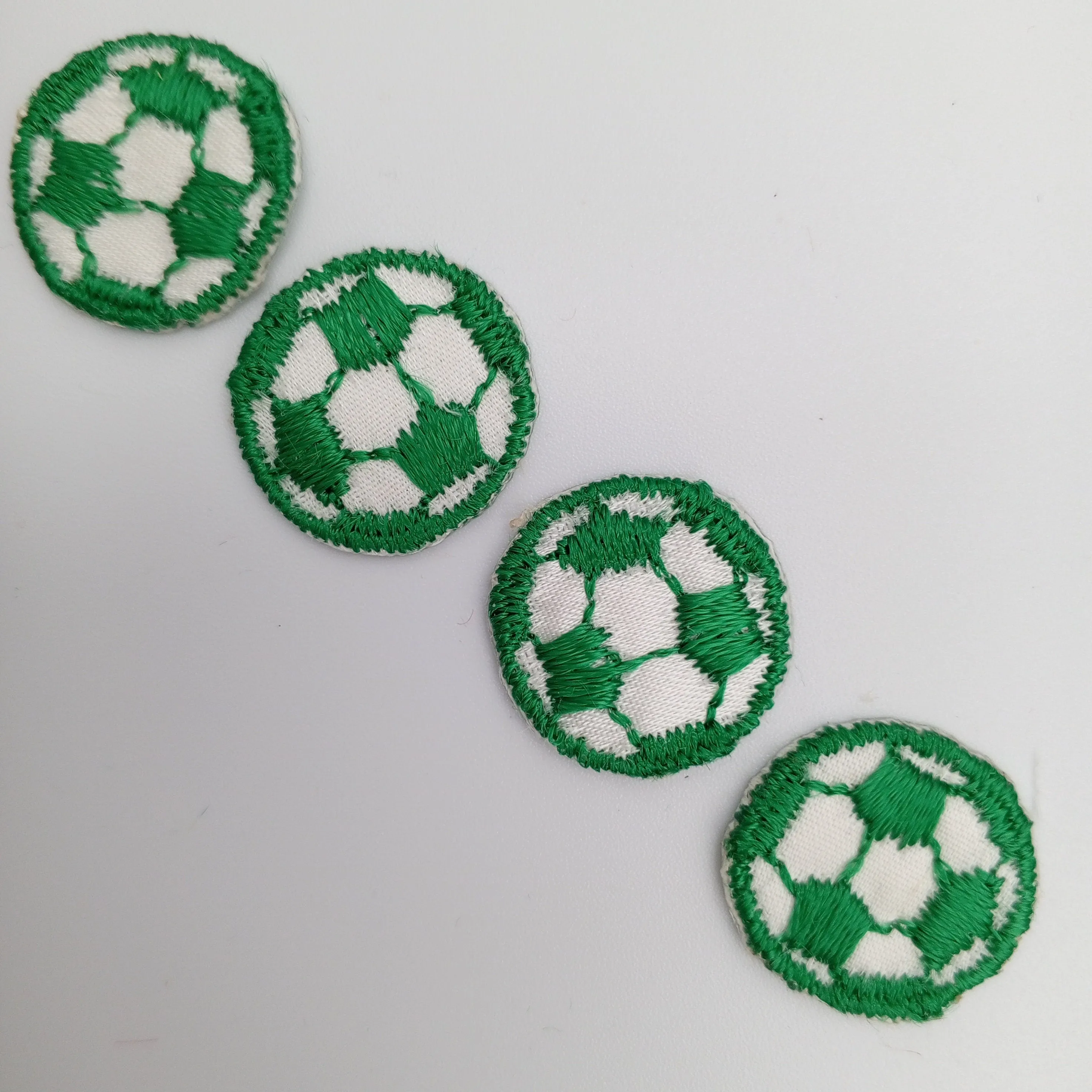 VINTAGE Soccer ball patches green white embroidered applique #924