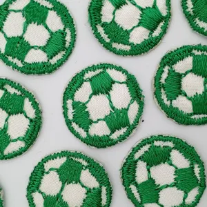 VINTAGE Soccer ball patches green white embroidered applique #924