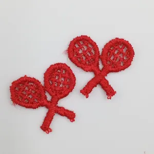 VINTAGE Tennis appliques embroidery Red Patches #919