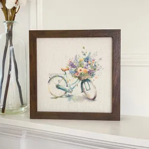 Watercolor Floral Bike - Framed Sign