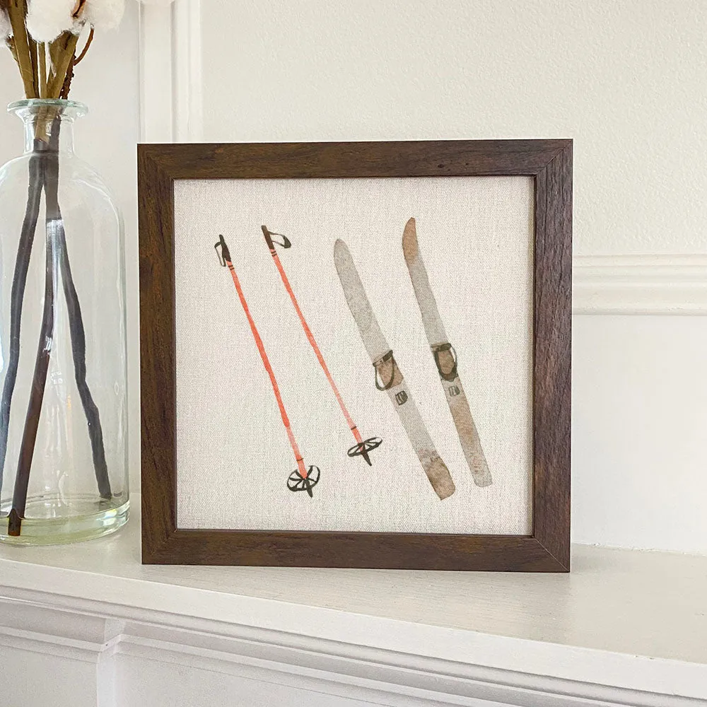 Watercolor Skis - Framed Sign