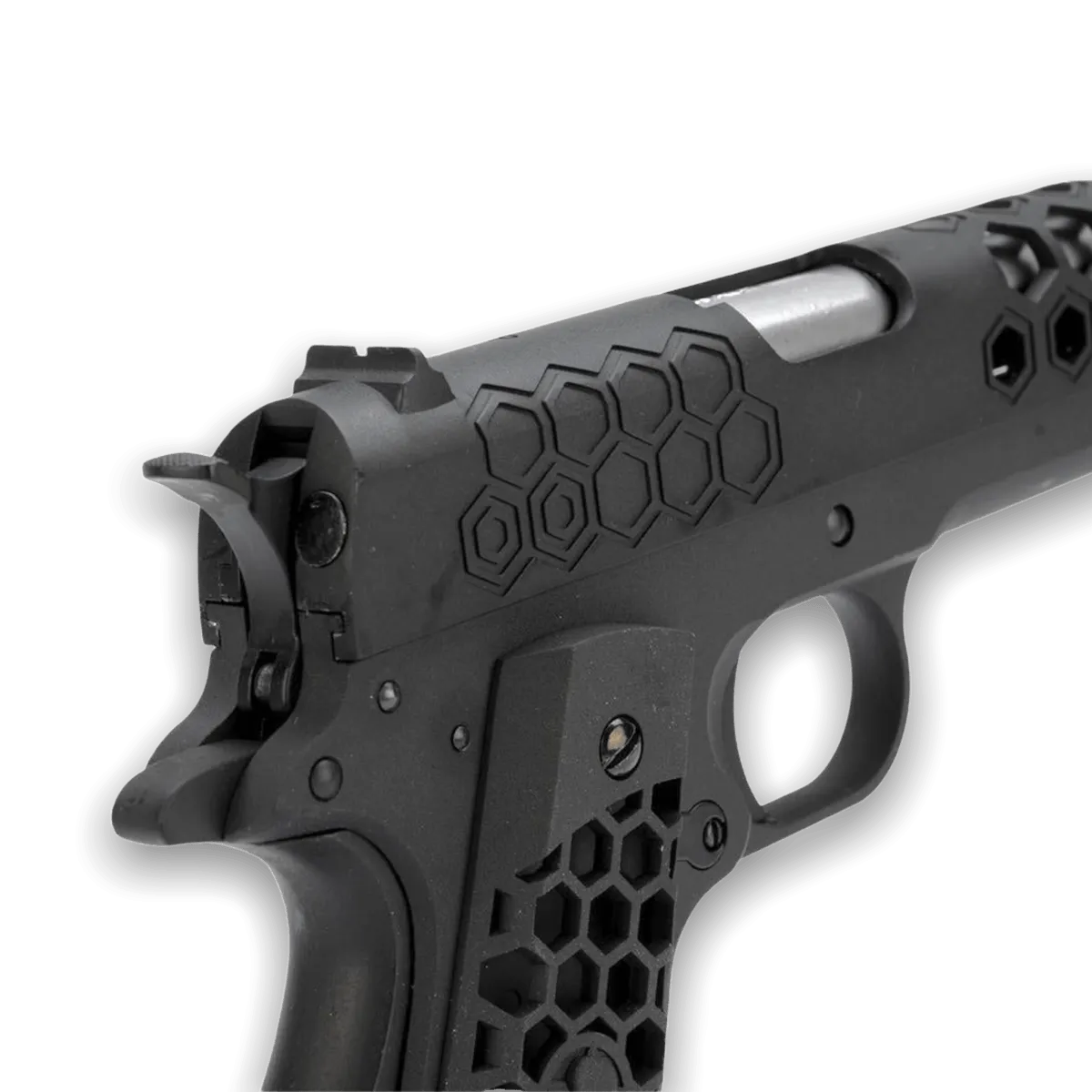 WE Tech 1911 Hex Cut Gelsoft Gas Blowback Gel Blaster - Black