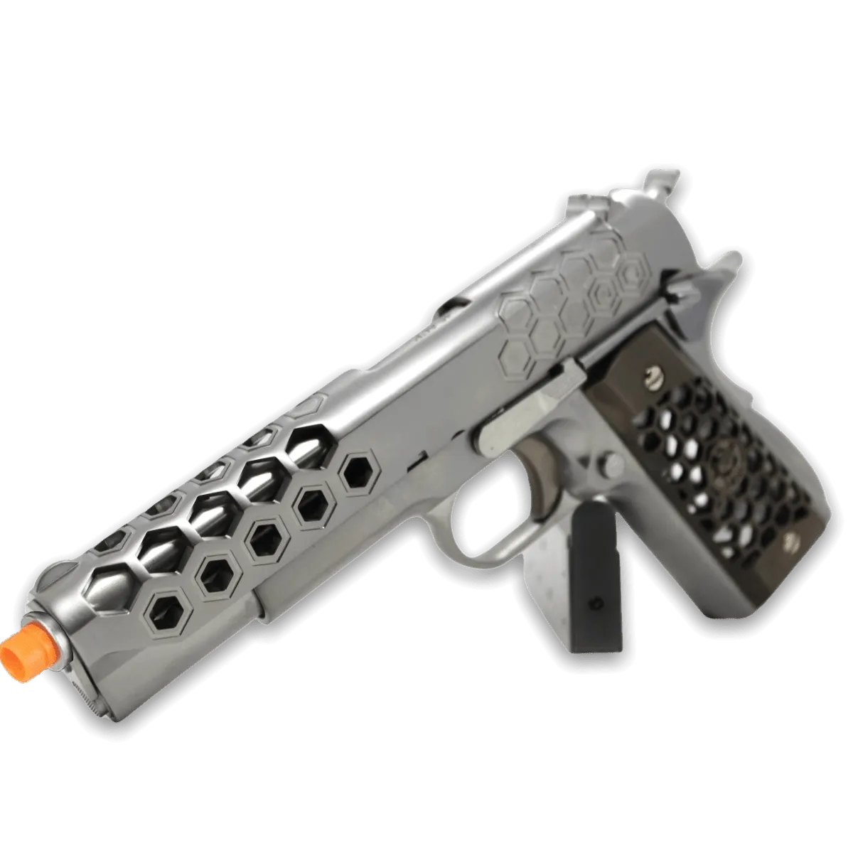 WE Tech 1911 Hex Cut Gelsoft Gas Blowback Gel Blaster - Silver