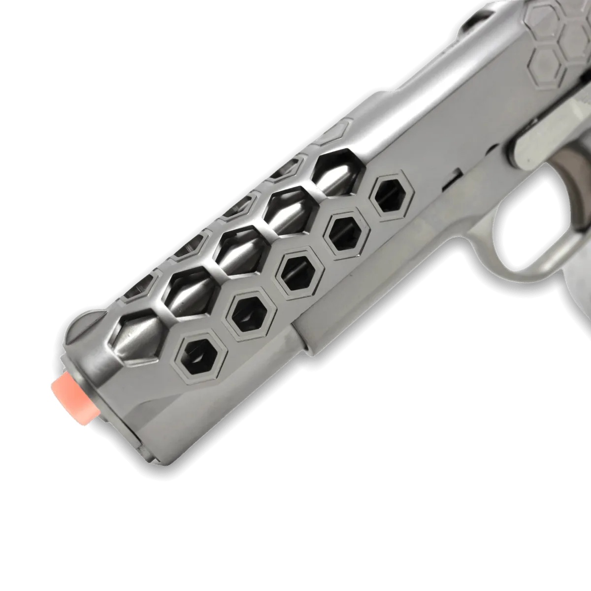 WE Tech 1911 Hex Cut Gelsoft Gas Blowback Gel Blaster - Silver