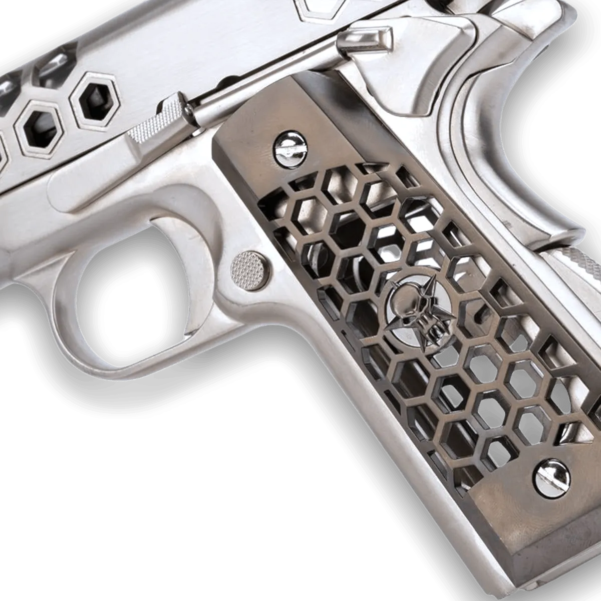 WE Tech 1911 Hex Cut Gelsoft Gas Blowback Gel Blaster - Silver
