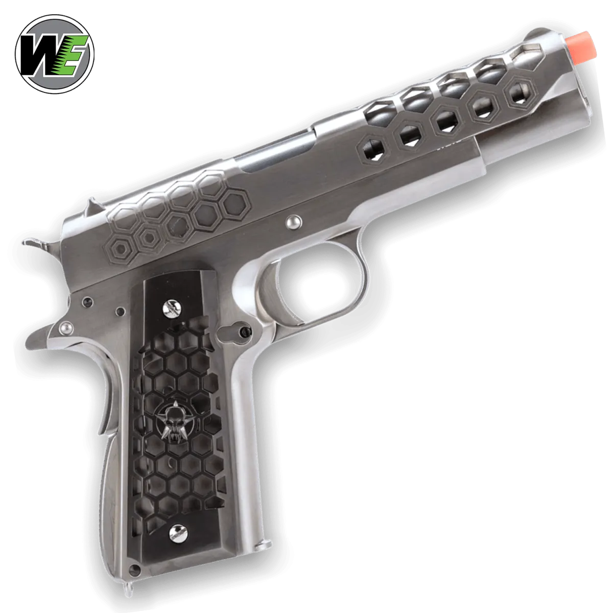 WE Tech 1911 Hex Cut Gelsoft Gas Blowback Gel Blaster - Silver