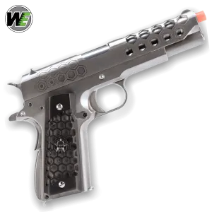 WE Tech 1911 Hex Cut Gelsoft Gas Blowback Gel Blaster - Silver