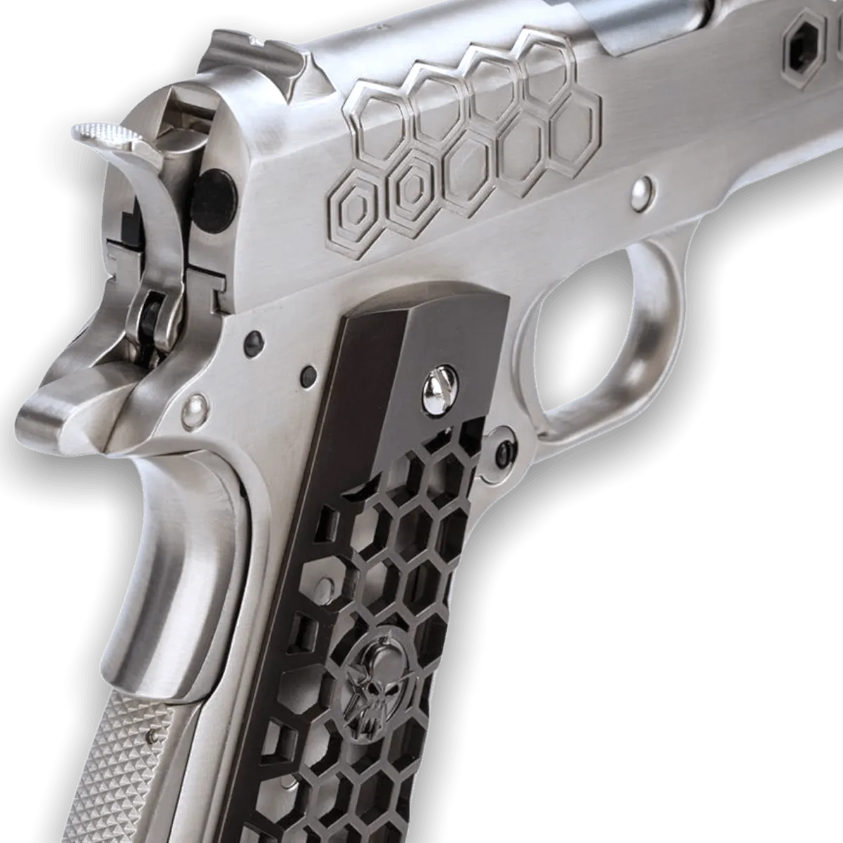 WE Tech 1911 Hex Cut Gelsoft Gas Blowback Gel Blaster - Silver
