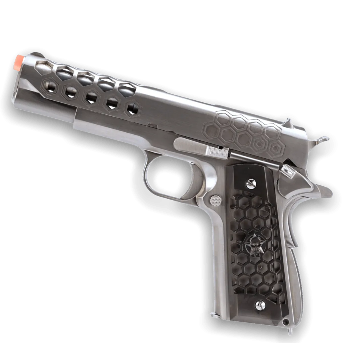 WE Tech 1911 Hex Cut Gelsoft Gas Blowback Gel Blaster - Silver