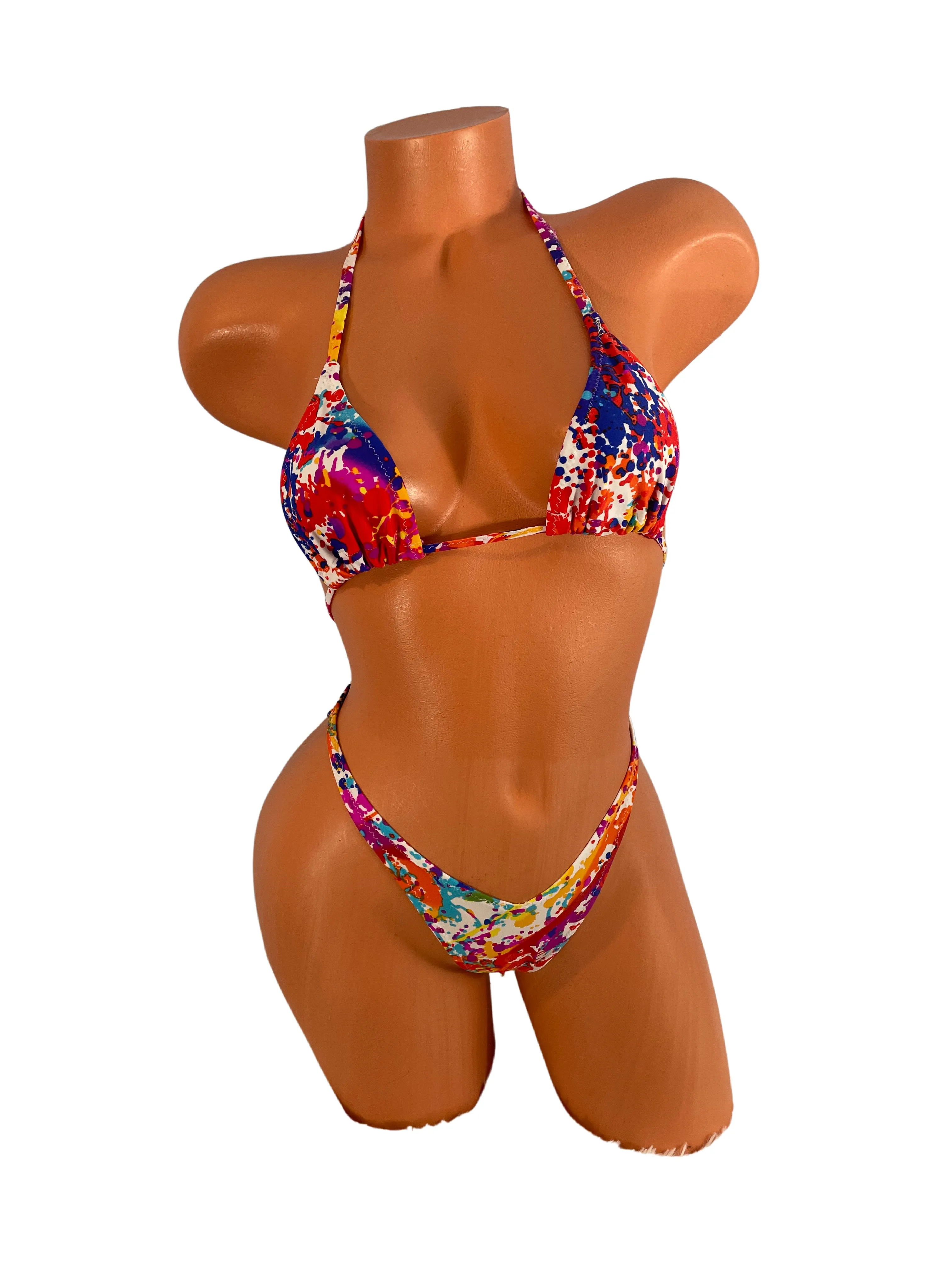 White Paint Splatter Print Brazilian Cut Bikini Micro or Cheeky