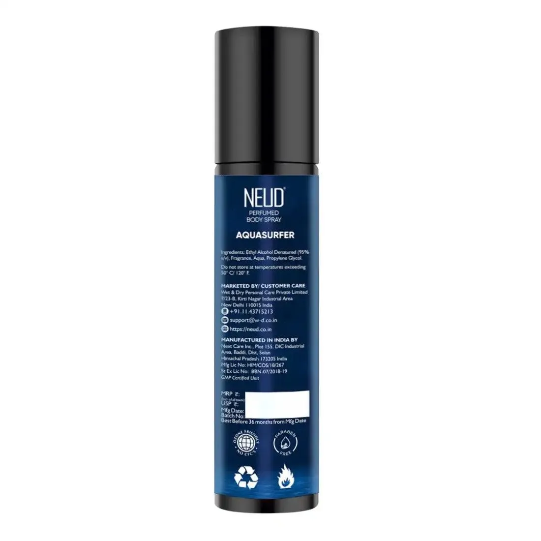 Wholesale | B2B | Bulk Order - NEUD Aquasurfer Perfumed Body Spray for Men, No Gas Deo 160 Units (120ml Each)